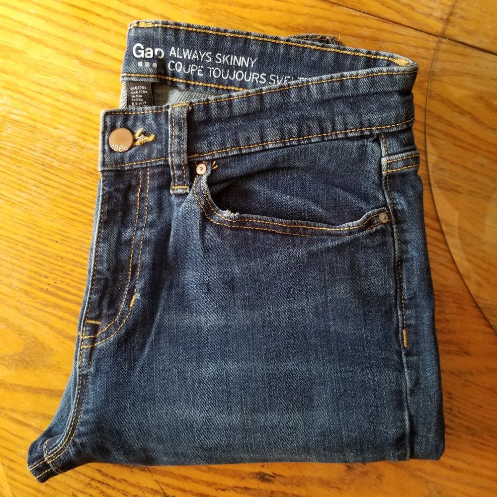 GAP ALWAYS SKINNY MED DARK DENIM JEANS